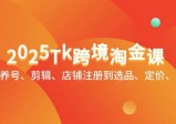 2025年TikTok跨境淘金课：涵盖养号、剪辑、店铺注册到选品、定价、营销等